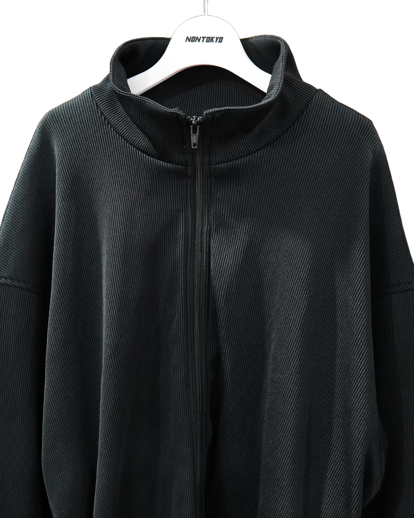 RIB ZIP-UP BLOUSON (BLACK)