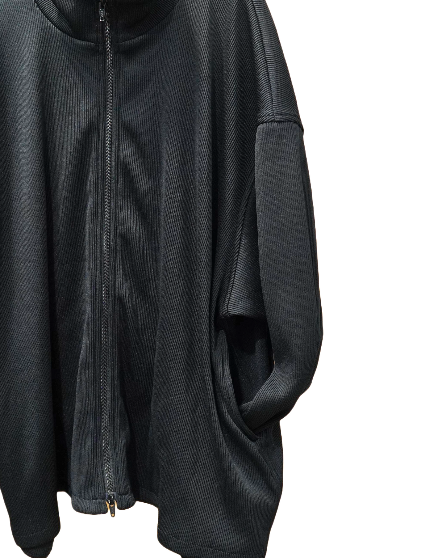 RIB ZIP-UP BLOUSON (BLACK)
