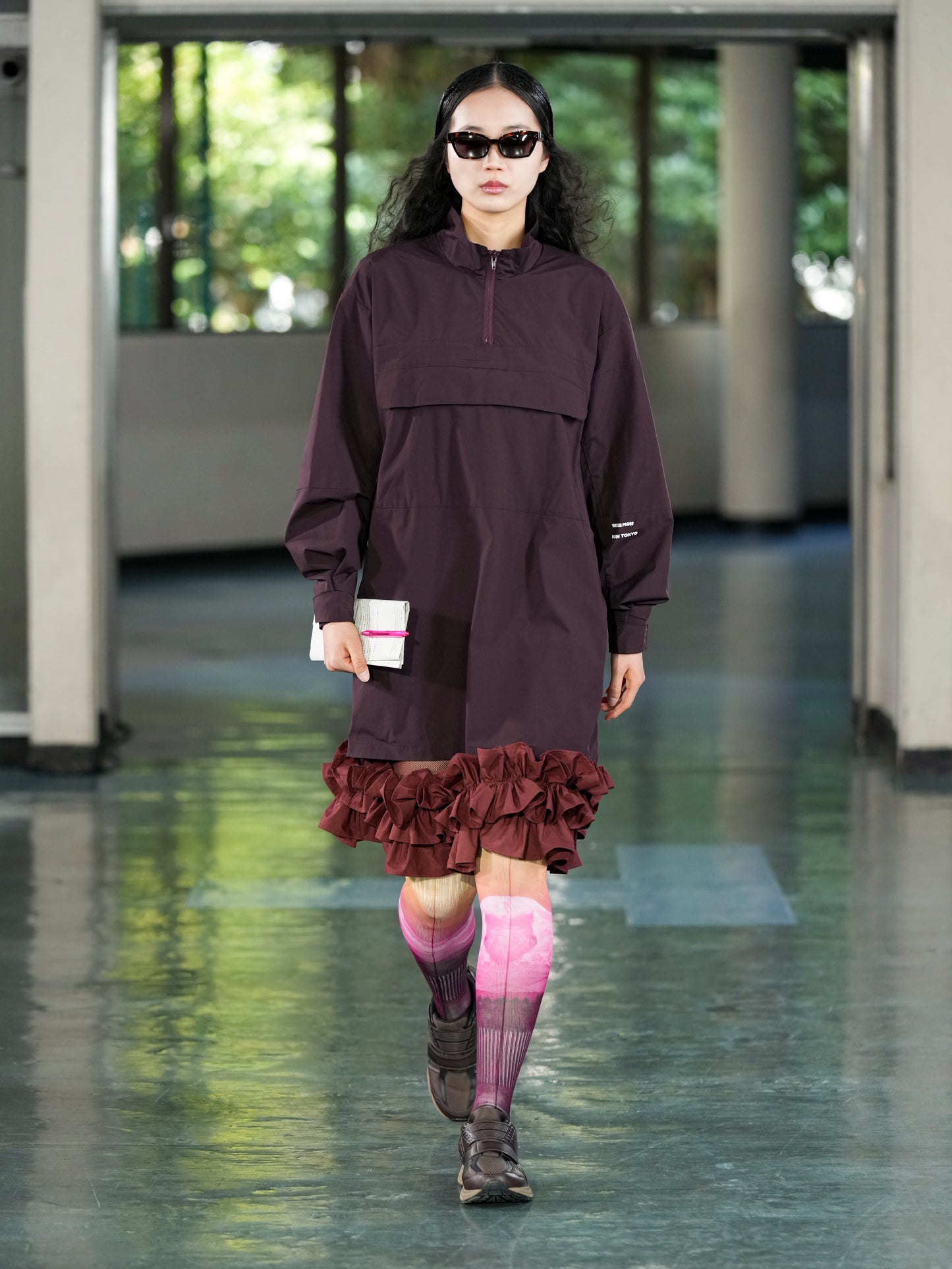 FRILL LAYER NYLONONE-PIECE (WINE)