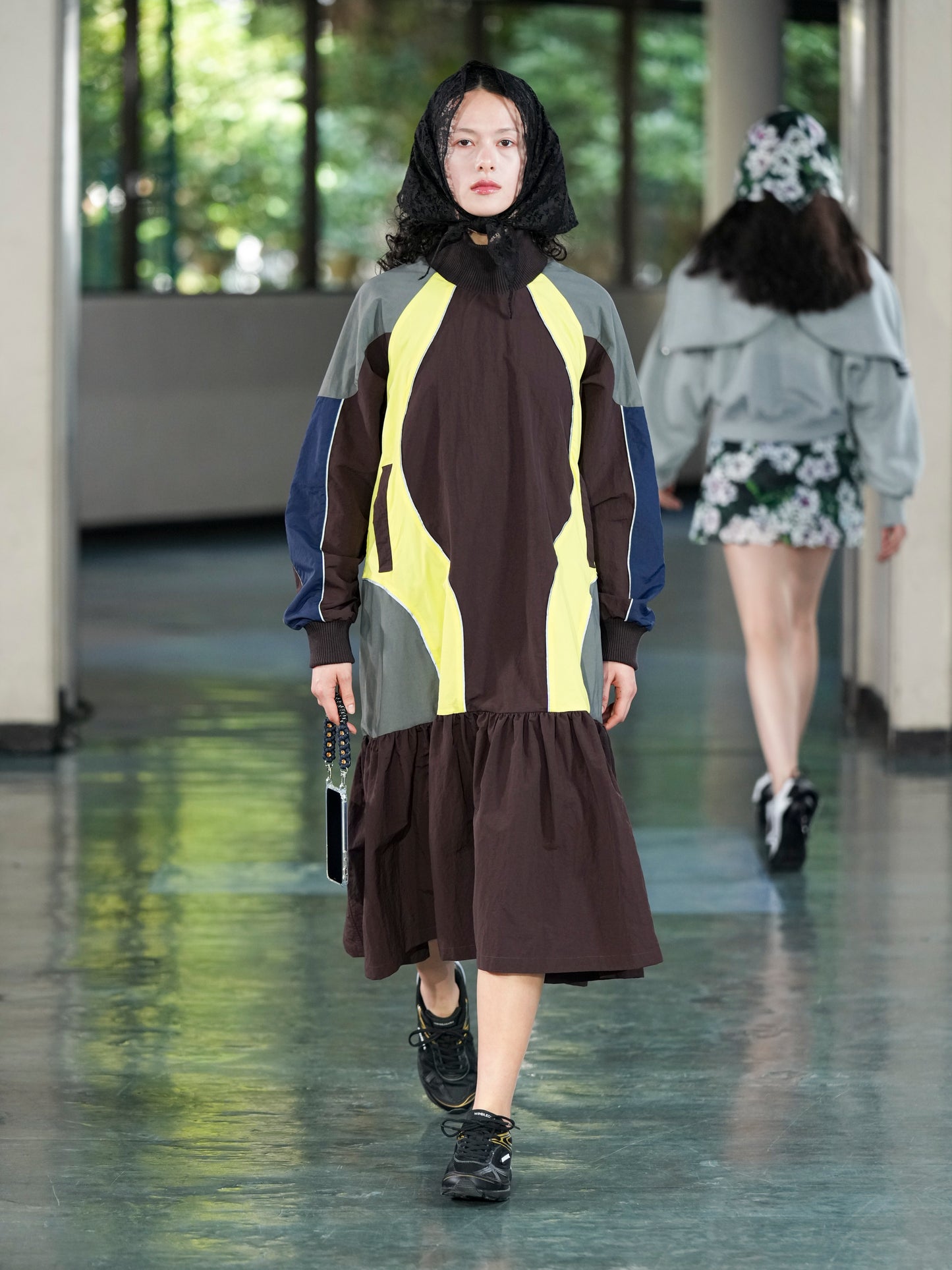 SWITCHING NYLON ONE-PIECE (BROWN x YELLOW)