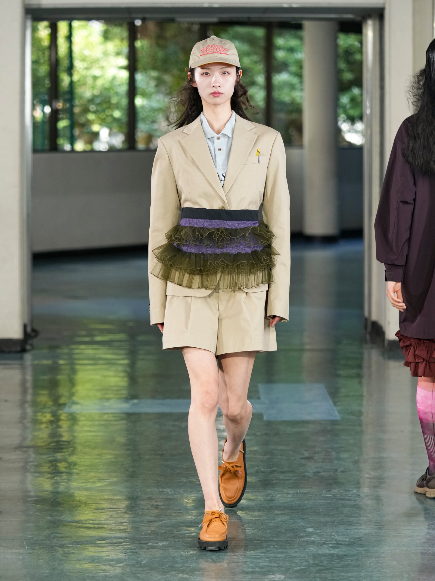 TULLE FRILL BELT (PURPLE x KHAKI)