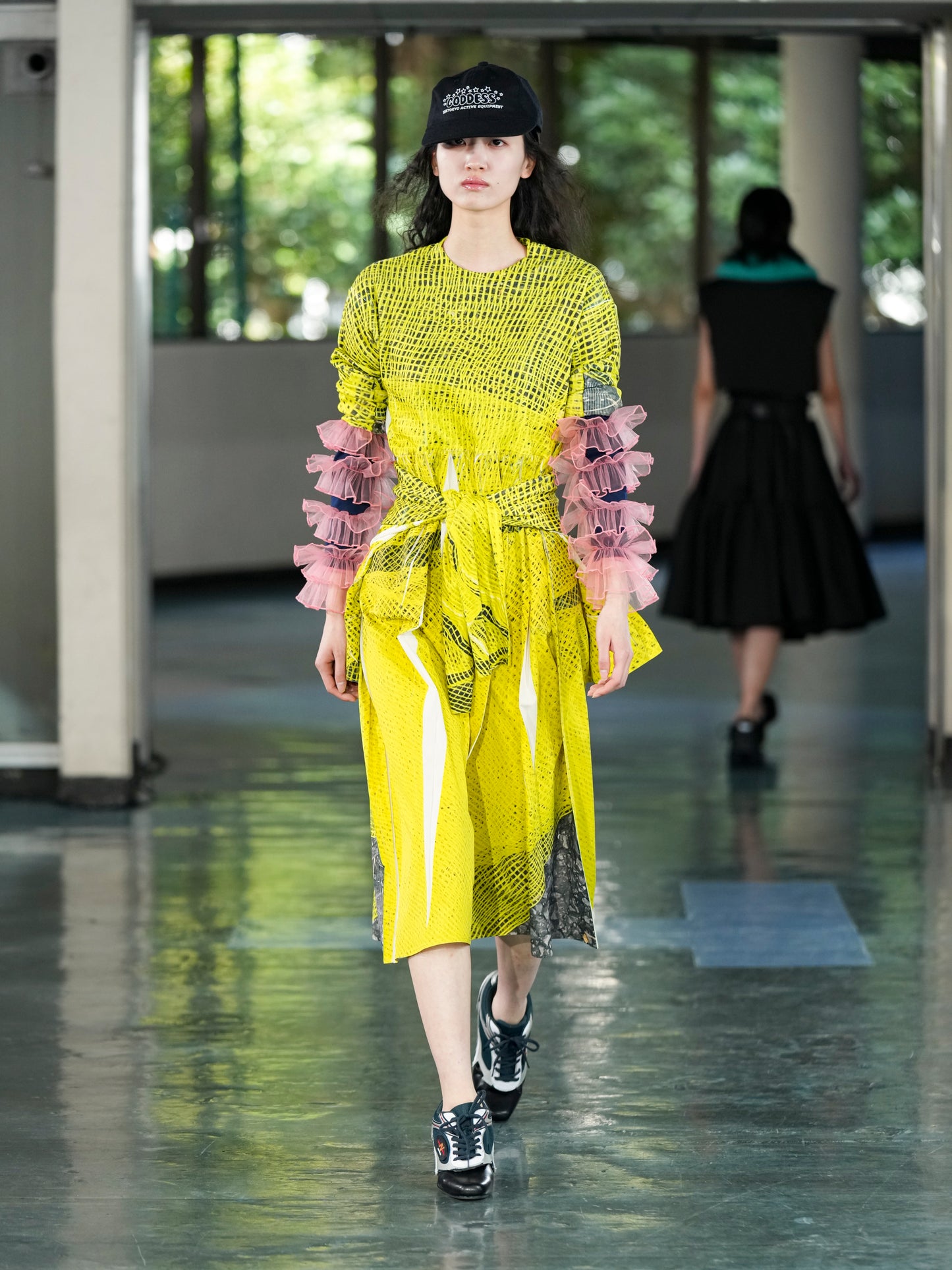 DIRECT PRINT RIB GATHER O/P (YELLOW MESH)