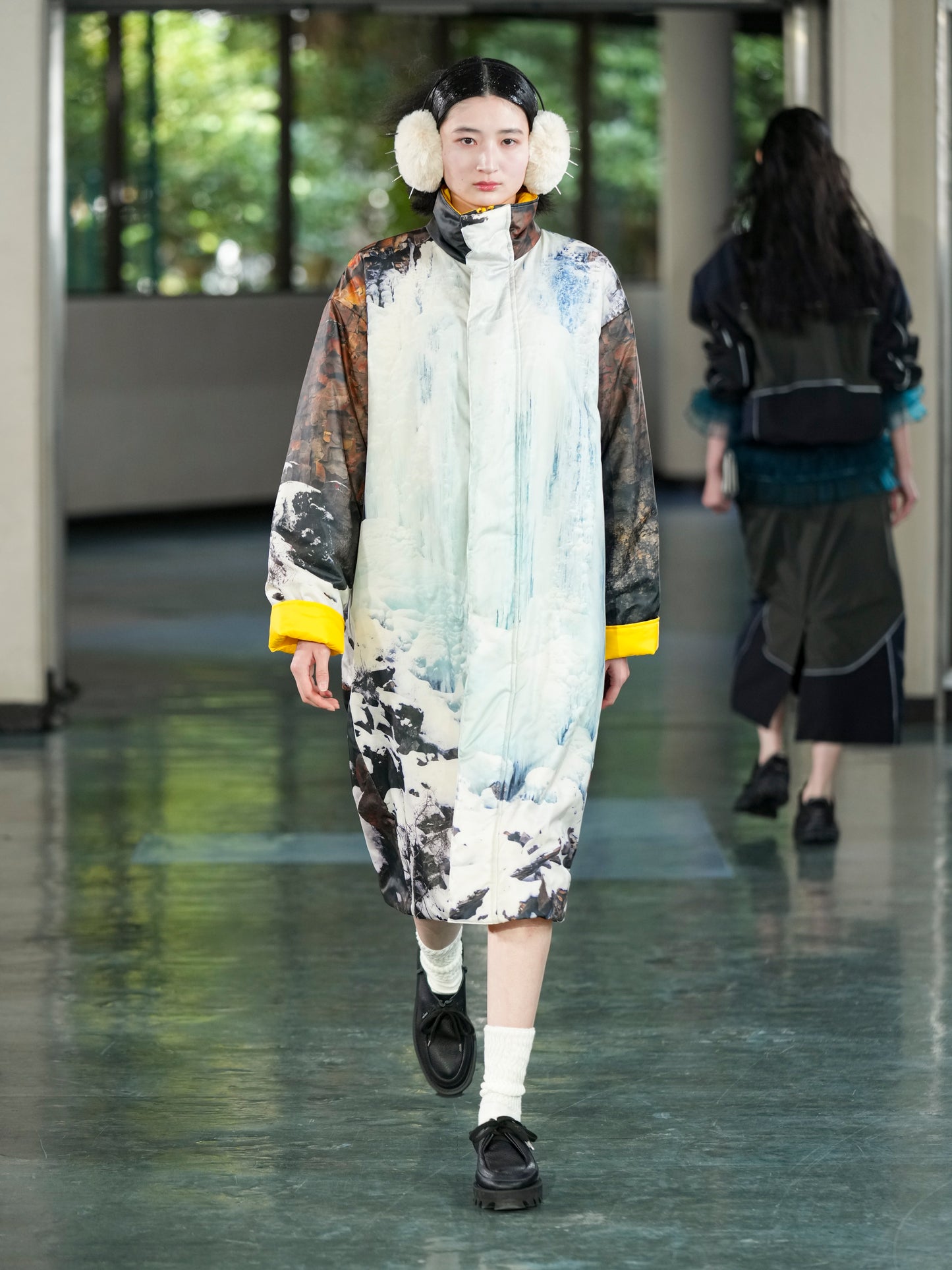 REVERSIBLE PADDING COAT (WATERFALL x YELLOW)