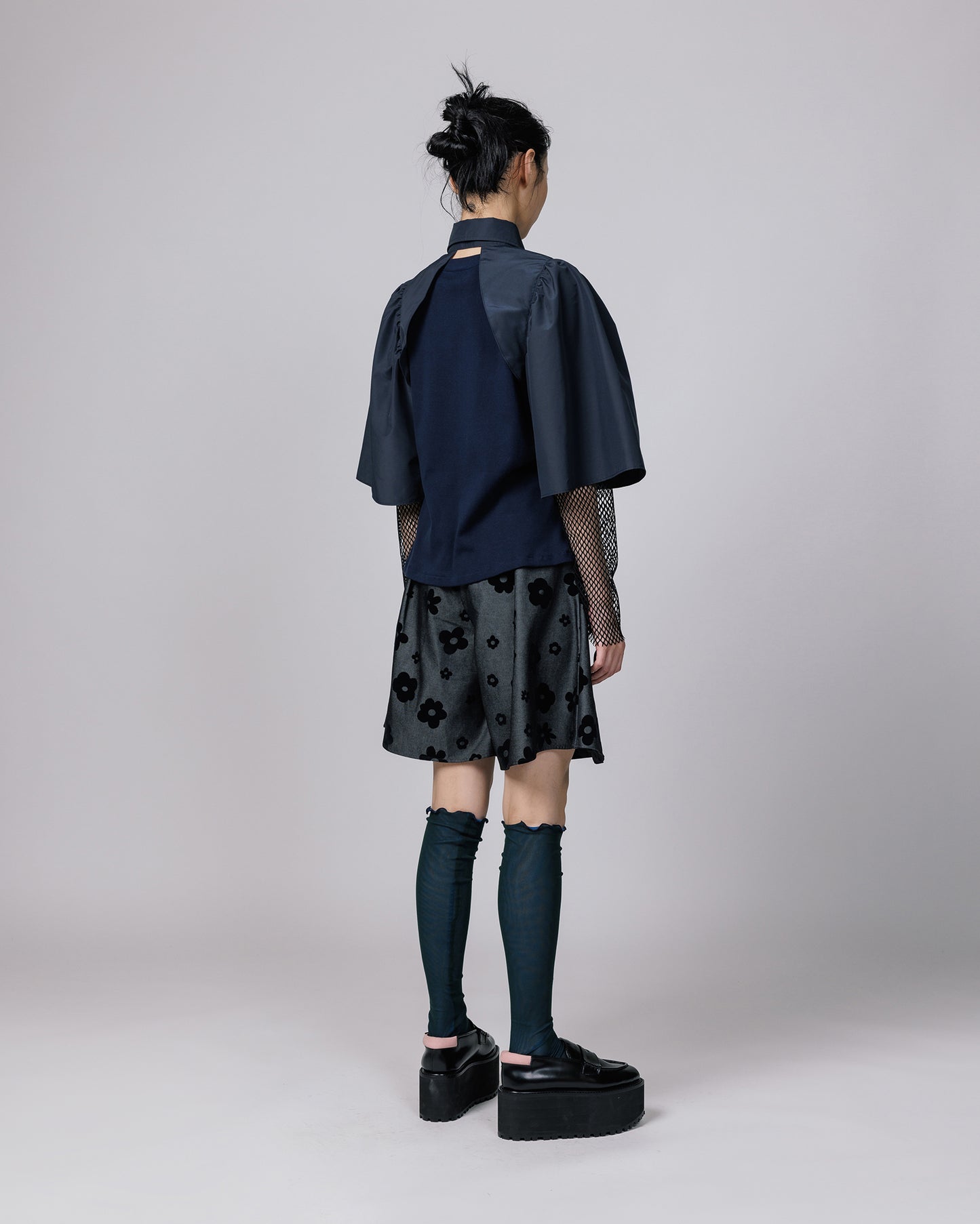 NON TOKYO / FLOKING FLOWER DENIM CULOTTES (BLACK)